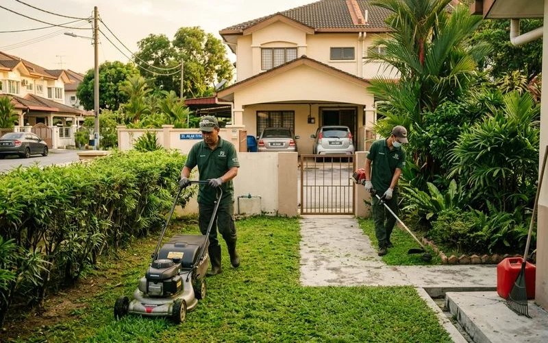 Crew maintaining a lawn on a regular schedule