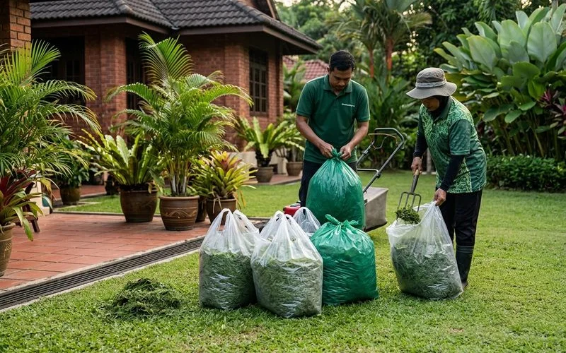 Cuttings bagged for disposal after a recurring visit