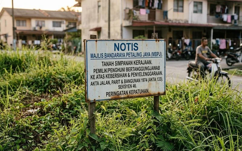 Council notice on overgrown vacant land in Selangor