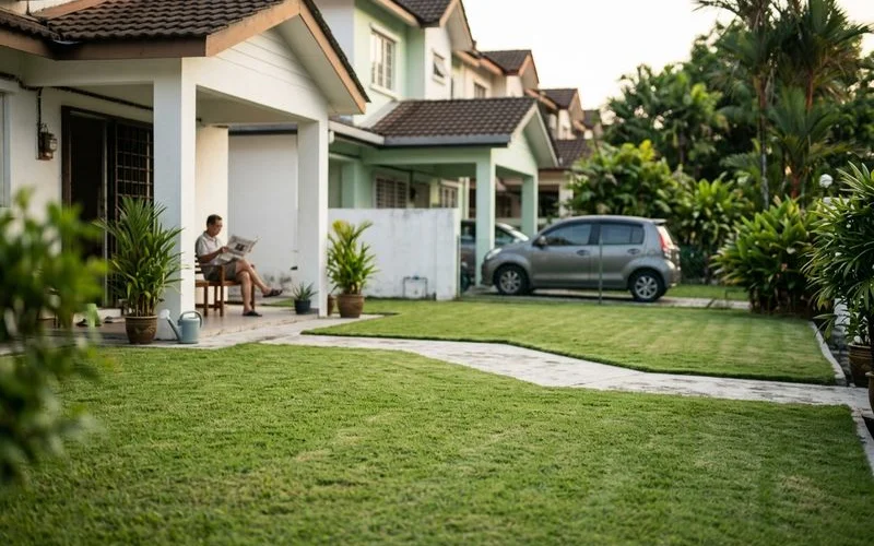 Tidy suburban lawn in Taman Tun Dr Ismail (TTDI)