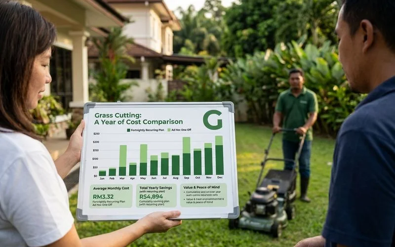 Year-long cost comparison: ad-hoc one-offs vs recurring plan
