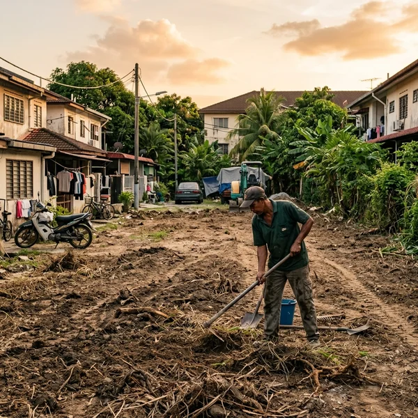Cleared vacant lot after lalang removal